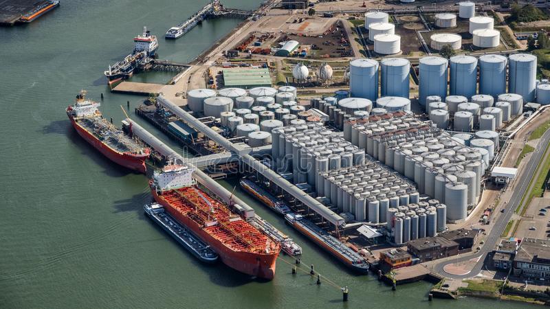 aerial-oil-tankers-storage-silo-tanks-terminal-view-moored-port-115737146